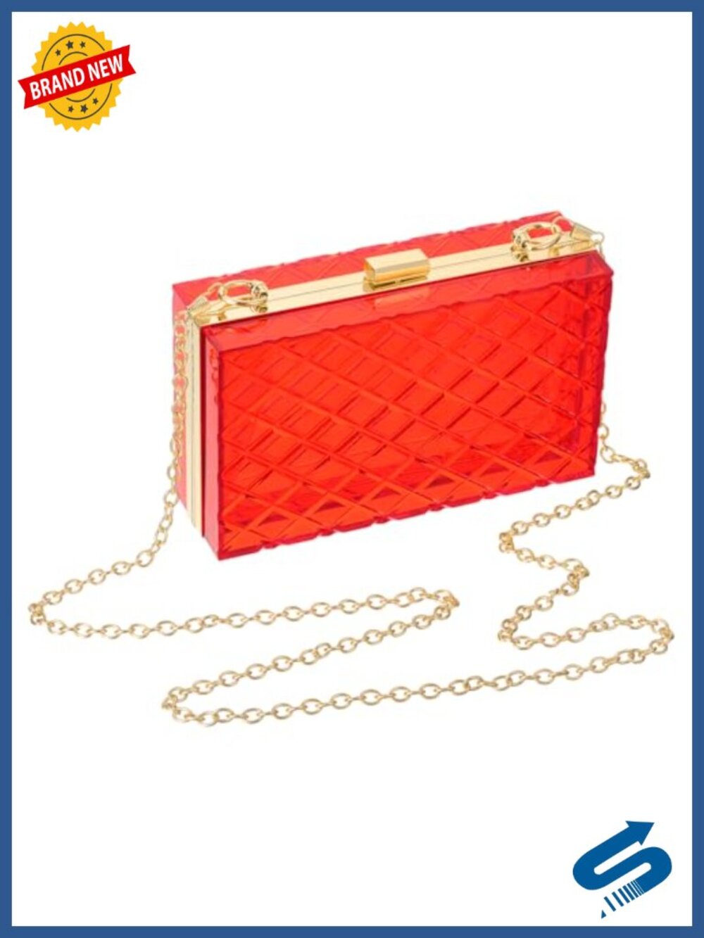 Acrylic Clear Clutch Crossbody Bag with Chain for Wedding Prom Party